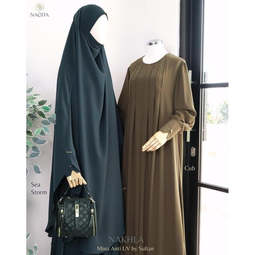 Nakhla by Nacita Gamis Abaya Syari Gamis Abaya Set Khimar Kain Bahan Mina Anti UV by Sultan