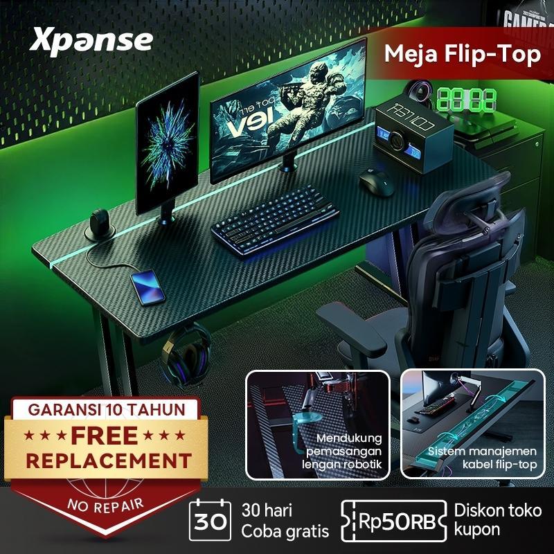 Meja Gaming Fiber Karbon Meja Komputer Untuk Esport Dengan Cable Management Meja Kerja Minimalis Mod