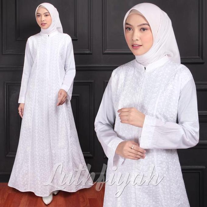 GAMIS UMROH KATUN JEPANG PUTIH / GAMIS UMROH KATUN / GAMIS UMROH WANITA / GAMIS KATUN MODEL FULL bor