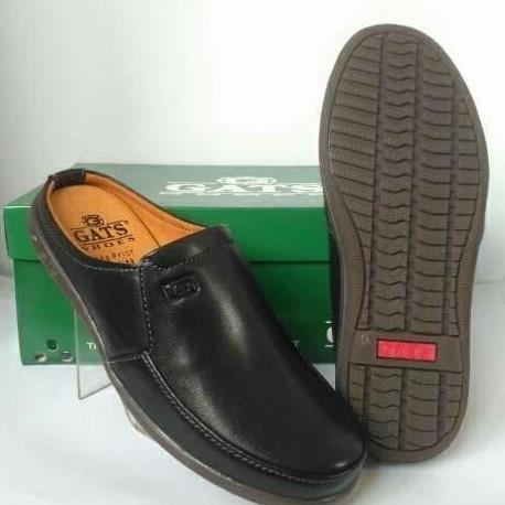 Sepatu Slip On Pria Sepatu Selop Kulit Gats NB 2 - Black Shoes