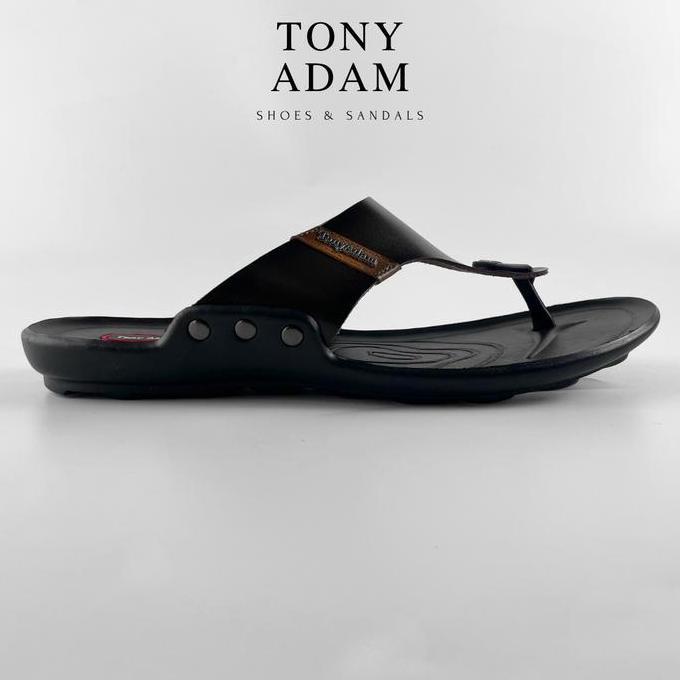 Tony Adam - Sandal Pria Jepit 100% Kulit Sapi Asli PM Series One Brown / Genuine Leather / Sandal Ay