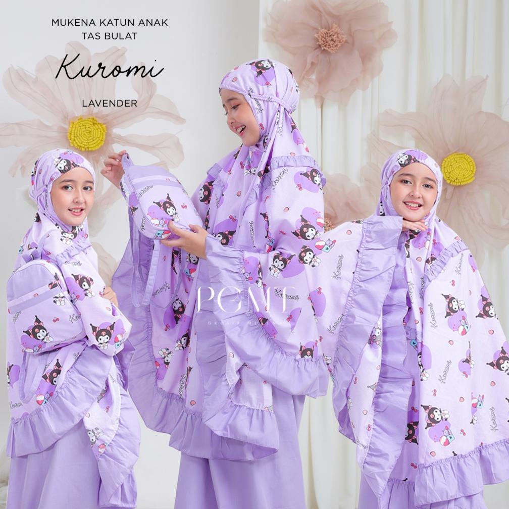 ORIGINAL PUSAT GROSIR MUKENA TASIK - MUKENA ANAK KATUN TAS BULAT MOTIF KUROMI/ KUROMI RAYON 2IN1/ RA
