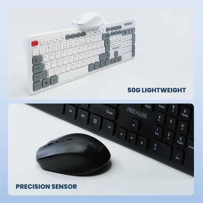 Rexus KM8 : Combo Keyboard + Mouse Wireless, Baterai Tahan Lama, Pasangan Ideal untuk Komputer Anda