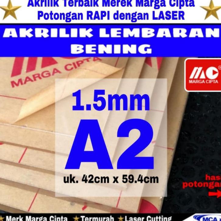 Akrilik Lembaran 1.5Mm A2 / Akrilik Bening / Marga Cipta / Acrylic