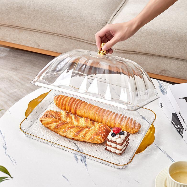 Nampan Tray Food Tray Transparan Aesthetic Dengan Tutup Wadah Makanan