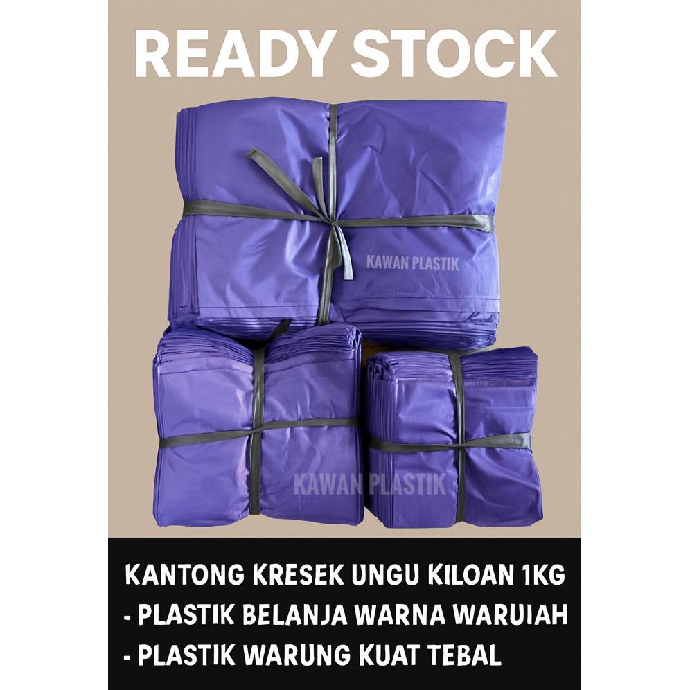 (1Kg) Plastik Kresek Kiloan Ungu Ukuran 28 21 15 Plastik Warna Ungu