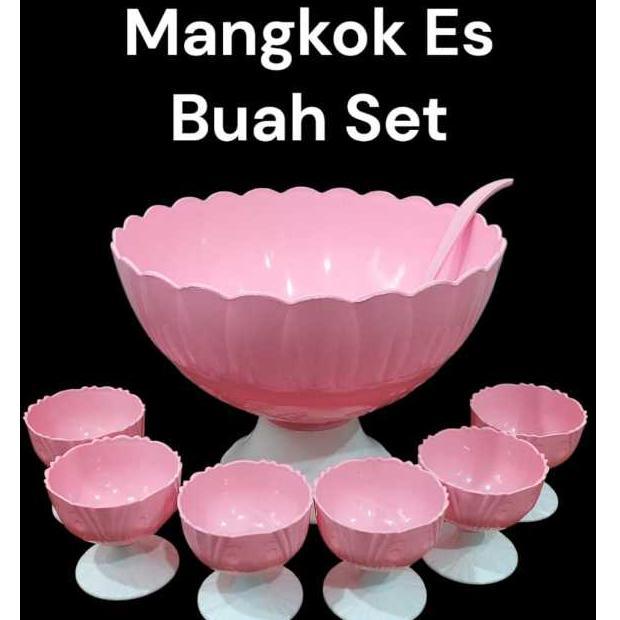 Mangkok Es Buah Plastik Tebal 1 Set Warna