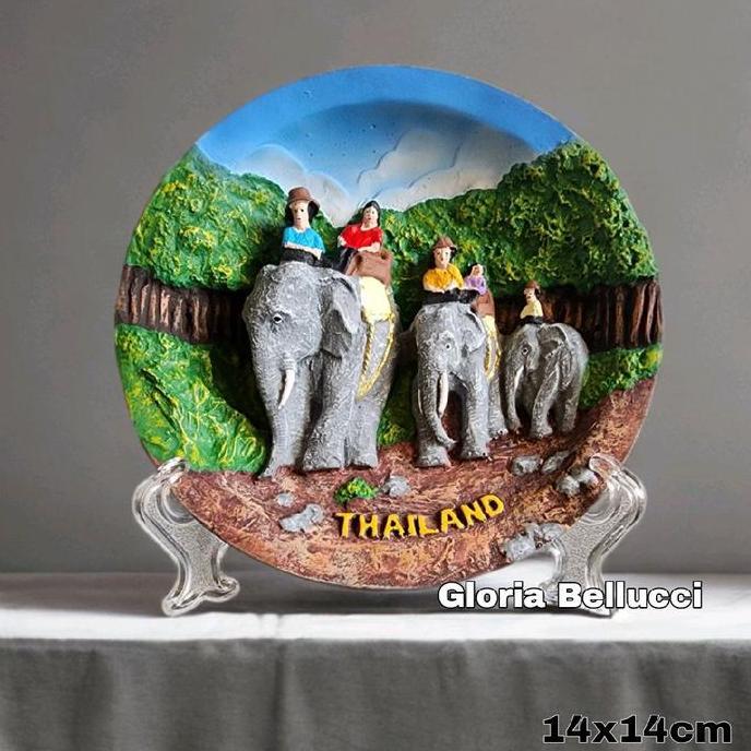 Promo pajangan piring gajah thailand dinding hiasan gantung negara bangkok Diskon