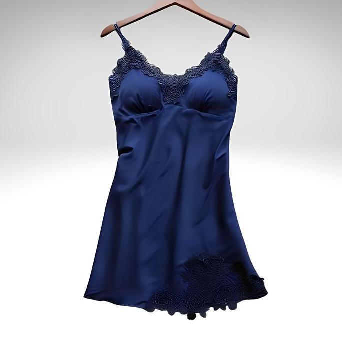 Vestito- [Gli] Dress Piyama Set Baju Tidur Nita Satin Polos Panjang Lingerie 1053