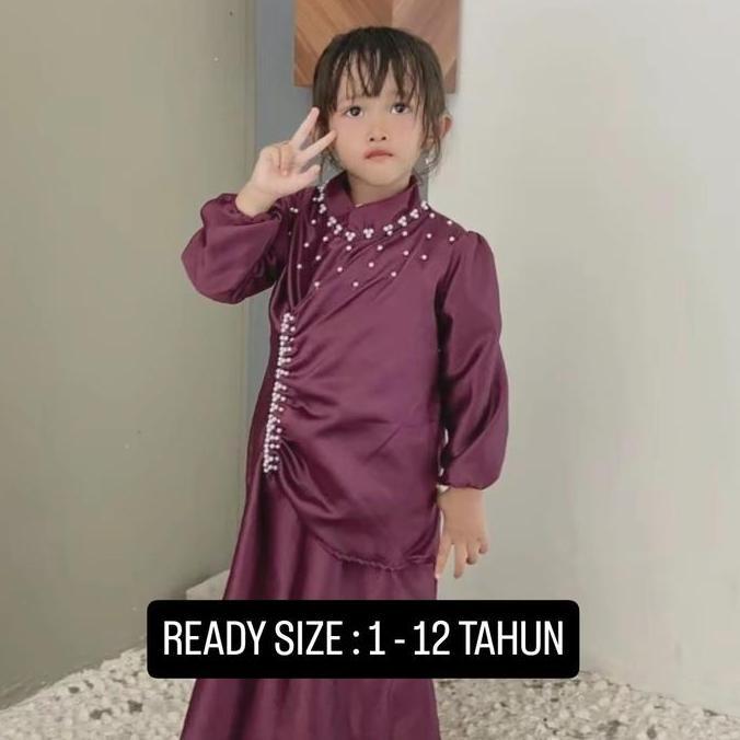 NEW REVAA DRESS BAJU ANAK PEREMPUAN MAHOGANY BURGUNDY EMERALD BLUE USIA 1-12 TAHUN - DRESS LEBARAN 2
