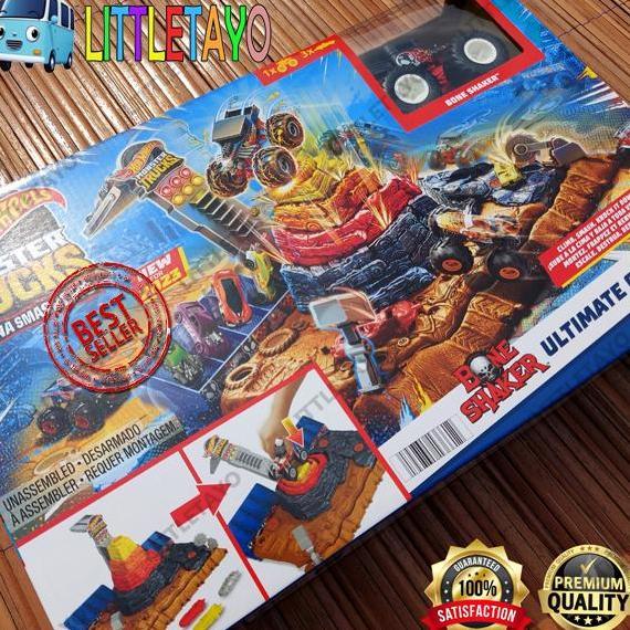 Hot Wheels Monster Trucks Arena Smashers Ultimate Crush Yard Play Set Arena Balap New