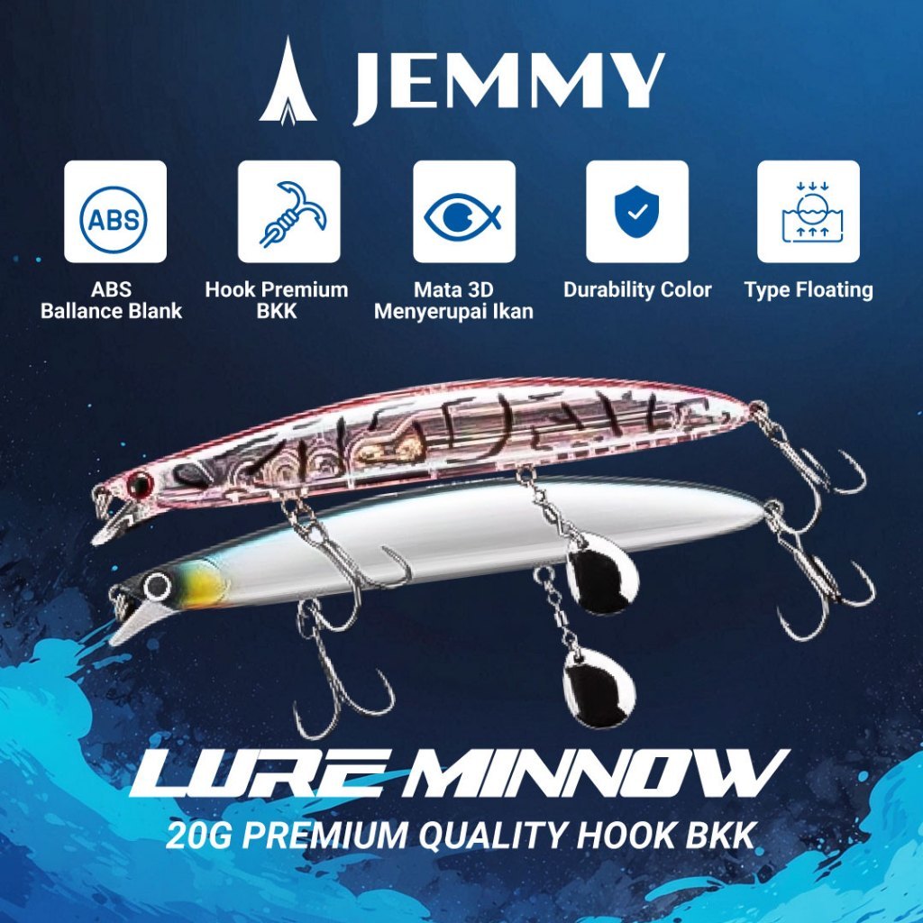 Jemmy Lure Minnow 20G Premium Quality Hook Bkk Free Single Hook Lm160