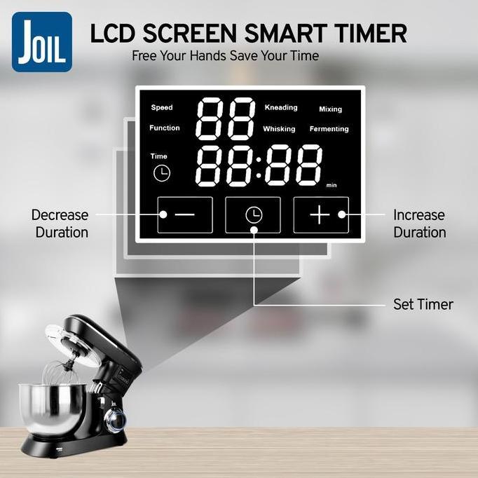 Youyou- Joil Stand Mixer 7 Liter Dengan Timer Off 6 Speed Mangkuk Stainless Steel Lengkap Dengan 3 A