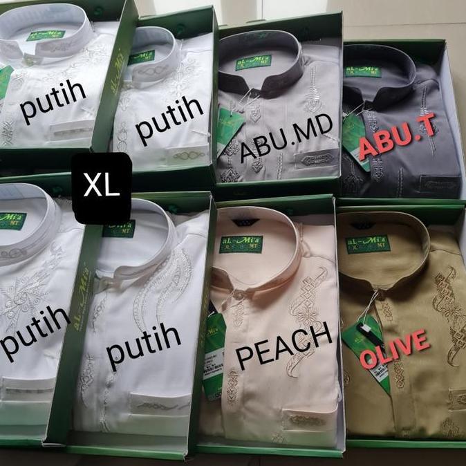 Baju koko lengan panjang kancing manset koko almia putih pria dewasa fashion muslim