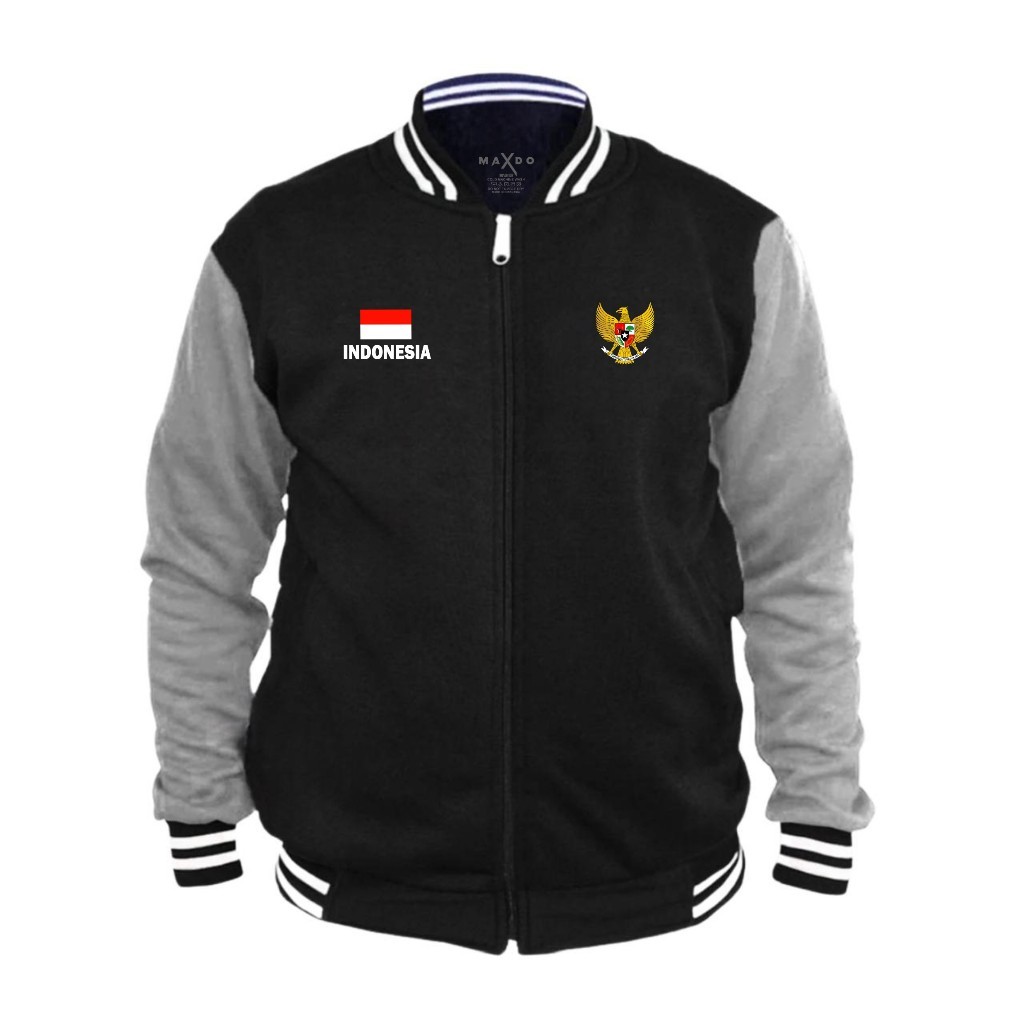 Maxdo - Jaket Varsity Rasleting Garuda Indonesia Bahan Flace Jaket Pria Wanita Terkeren