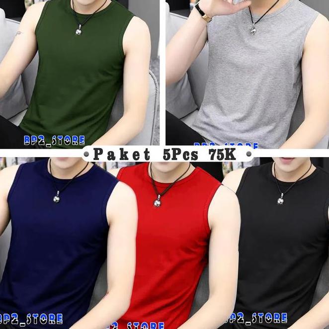 Paket 5 Pcs 75K Kaos Kensi Pria Dewasa Singlet Pria Polos Baju Singlet Pria Dewasa Kaos Kutang Pria 