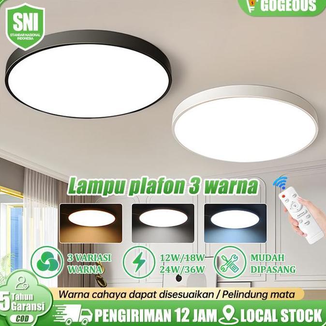 COD Lampu Plafon Minimalis 3 Warna 12W Remote Ceiling Lamp plafon rumah lampu LED