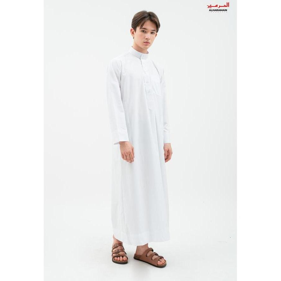 ALRAWDA by Alharamain Jubah / Gamis Pria Dewasa Slimfit Series (13) | Putih | Putih Tulang