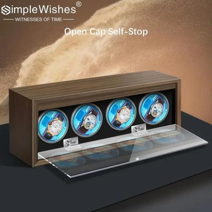 Kotak jam tangan automatic Watch Winder Lemari jam Tempat Jam Tangan Otomatis 4 Slot kotak display j