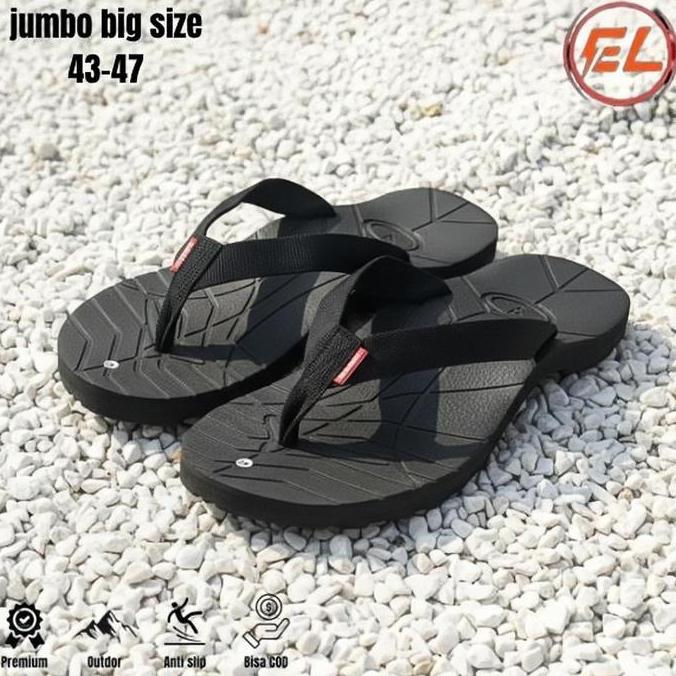 Kingg- (Sandal Jepit Jumbo Bsize 43-47 Hitam) Lem Kuat Anti Air Karet Pria