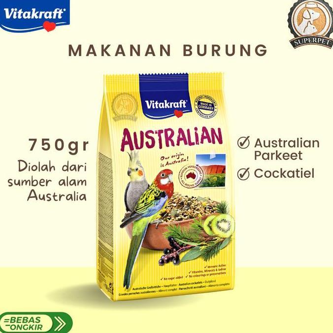 Dongmul- Vitakraft Australian For Cockatiels 750 Gr. Makanan Burung Cockatiels / Parkit Besar Austra