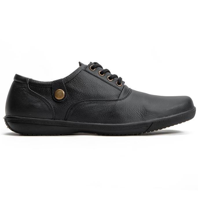Kingg- Sepatu Tali Casual Pria Kulit Sepatu Kerja Hitam Fordza 207