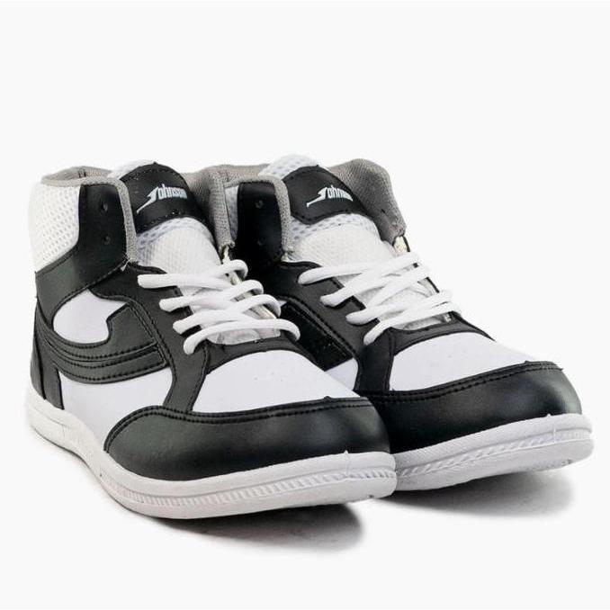 Kingg- Sepatu Sneakers Johnson - Angkasa Hhcut (Hc) Full Black Hitam White Putih Casual Shoes Pria