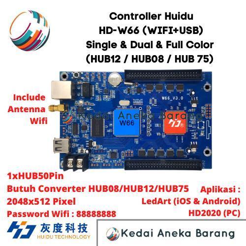 CONTROLLER HUIDU HD-W66 WIFI USB RGB FULL COLOR RUNNING TEXT P10 ORIGINAL DAN TERPERCAYA