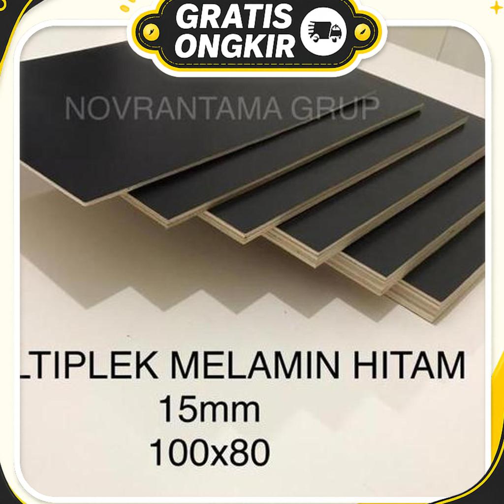 Multiplek / Triplek Melamin Hitam Doff 15Mm 100X80 Cm Melaminto Hitam