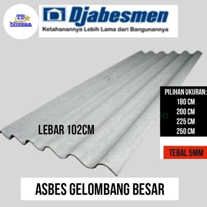 Asbes Gelombang Besar 180cm / 200cm / 225cm / 250cm Djabesmen Asbes Gelombang Besar Djabesmen