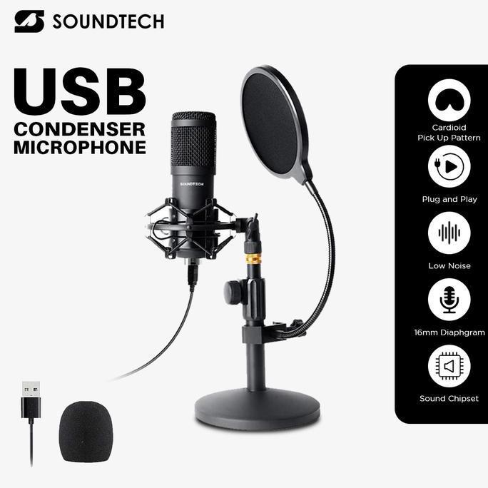 Youngshort33 - Soundtech St-800 Usb Condenser Microphone 192Khz 24Bit Plug & Play | Mic Podcast Stre