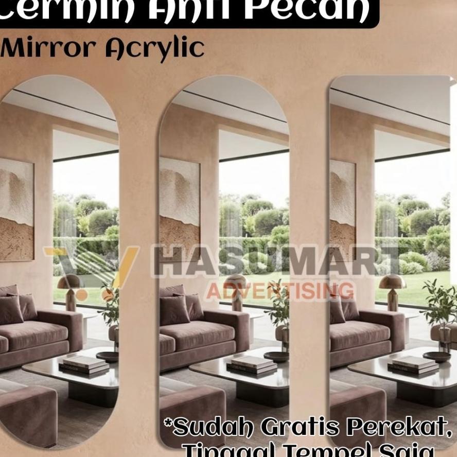 Cermin Akrilik Anti Pecah / Cermin Dinding Tempel / Hiasan Dinding Cermin Kaca Akrilik / Cermin Oval