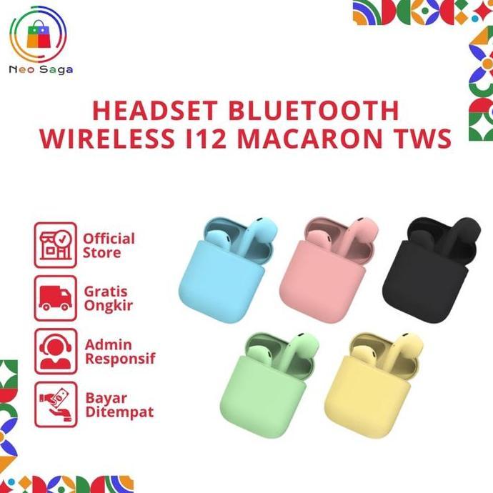 HEADSET BLUETOOTH WIRELESS AIRPOD i12 MACARON TWS
