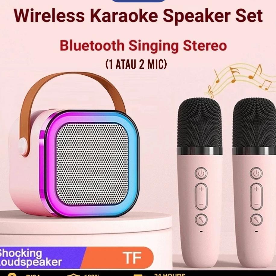 Shade Mini Speaker Bluetooth 2 Mic 1 Set Karaoke Speaker Bluetooth Full Bass Portable Wireless Karao