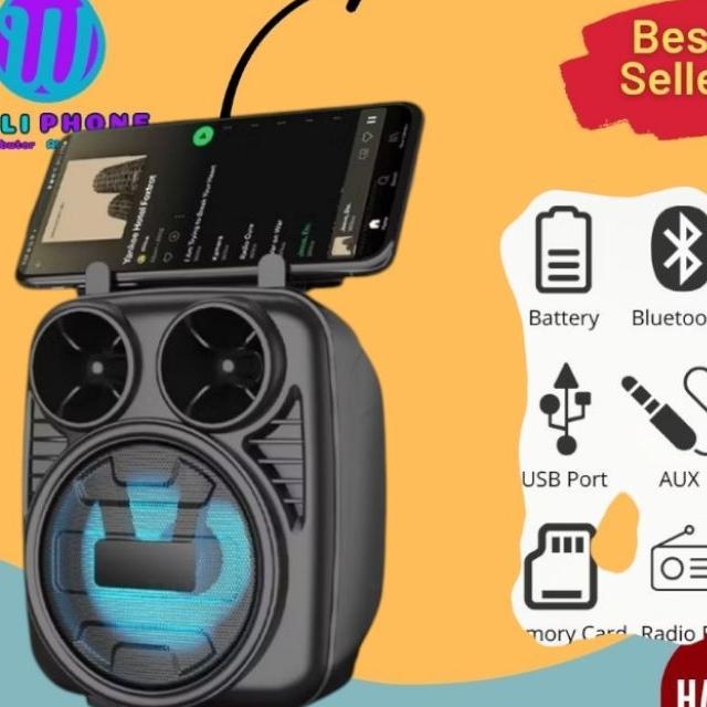 Portable Speaker Besar Bluetooth Wireless Lampu Led Baterai Charger Usb Memory Radio Fm Portable Non