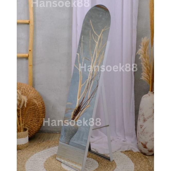 Kaca Cermin Standing Frameless Ovale Cermin Berdiri Rounded Standing Mirror Full Body Frameless Kaca