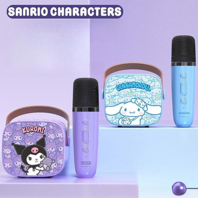 Speaker mikrofon Bluetooth nirkabel mini Kuromi speaker Portabel Kuromi keluarga Sanrio baru mengatu