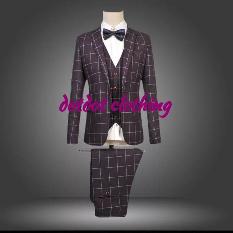 Best Seller Setelan Jas Tartan/Setelan Jas Klimis Pria/ Jas Formal Pria Motif Kotak /Setelan Jas For