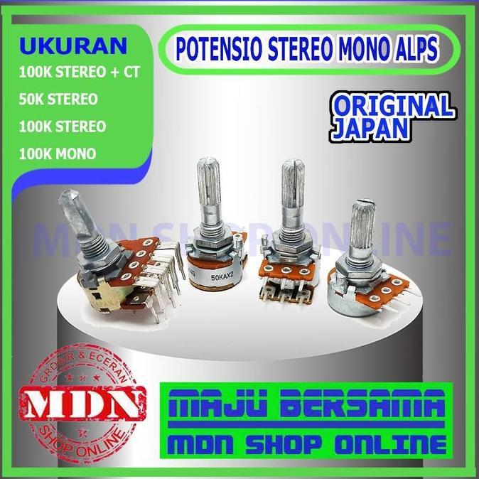 Potensio ALPS 100KBx2 50KAx2 100k 50k Stereo Mono Original Japan kualitas bagus
