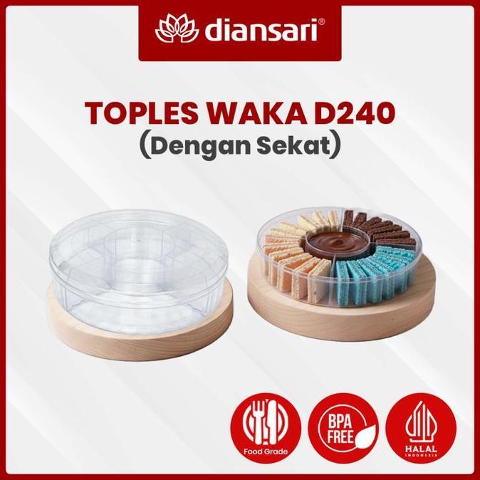 DIANSARI Toples WAKA D240 Bundar Sekat Kue Kering Lebaran 1 kg BPA Free Kedap Udara Tutup Kokoh untu