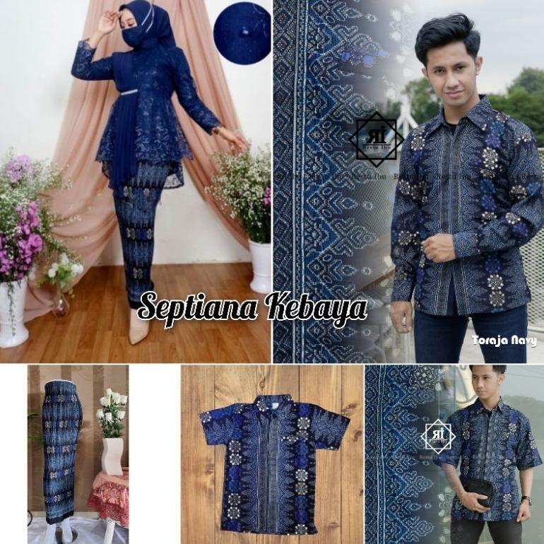 Best Seller Sk - Baju Kebaya  Couple  Ibu Besan Warna Navy / Kebaya Modern  Tunangan  Couple  Keluar