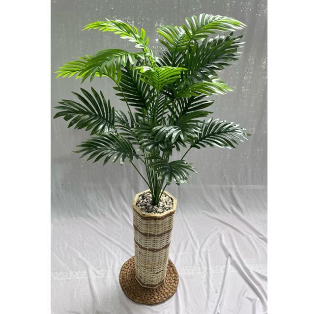 Pohon Palem Artificial Cabang 24  Dengan Vas Rotan Bulat Tinggi 120Cm Palm Artificial Dekorasi Rumah