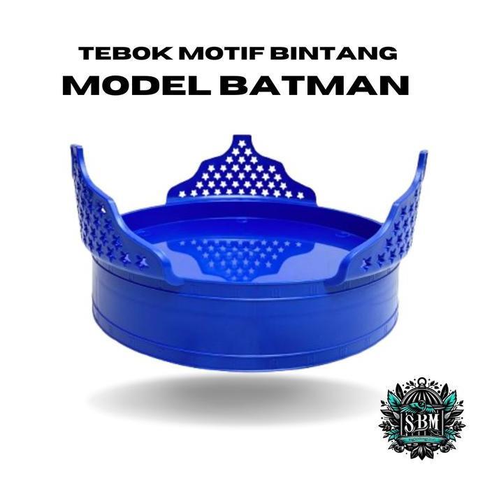 TEBOK HELOPET MOTIF BINTANG MODEL BATMAN DIAMETER 23CM WARNA MERAH | WADAH UNTUK SANGKAR KANDANG BUR