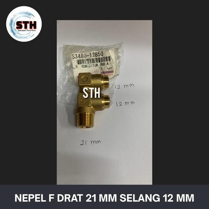 S3480-12850 NEPEL F CONNECTOR F DRAT 21MM SELANG ANGIN 12 MM GARANSI ORIGINAL HINO PN BEST SELLER