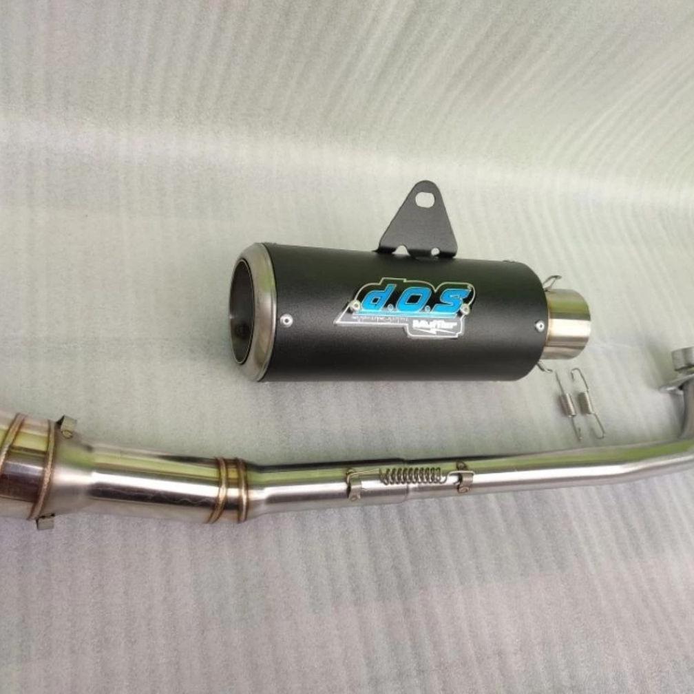 NAYORASHOP KNALPOT DOS FULLSET WARNA HITAM DOLF UNTUK MOTOR SUPRA 125 REVO JUPITER VEGA SMASH GRAND 