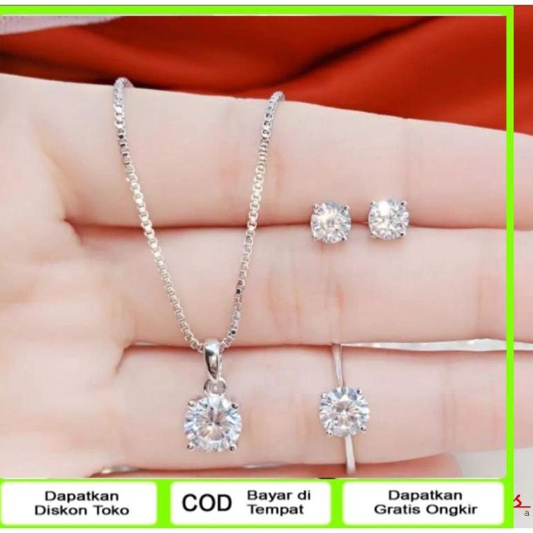 Terlaris Emas Muda Free Surat Set Perhiasan Mata Satu Perak Perhiasan Wanita Cantik Dan Elegant
