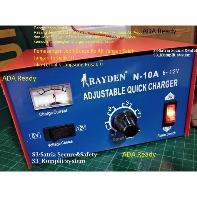 Murah Charger Aki Rayden 10A Bentuk Solid Kecil / Cas Aki 10A
