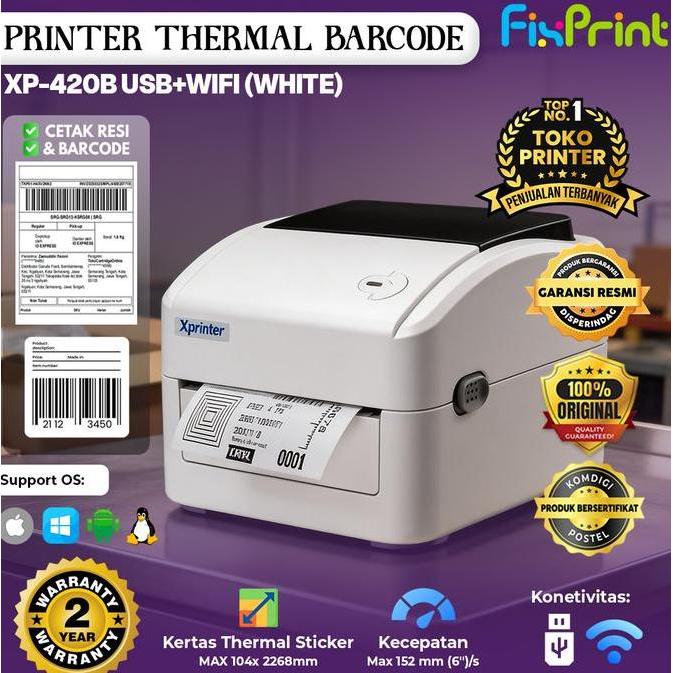 Juilooshophs - Printer RESI XP420B XP423B Barcode Label Thermal USB - Xprinter XP420 / XP-420B / XP4