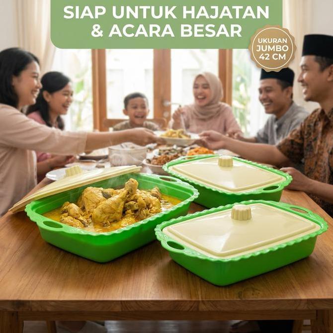 [ 1 Set 4 Pcs ] Wadah Saji Prasmanan Tempat Sayur Basi Basy Lauk Alat Hijau