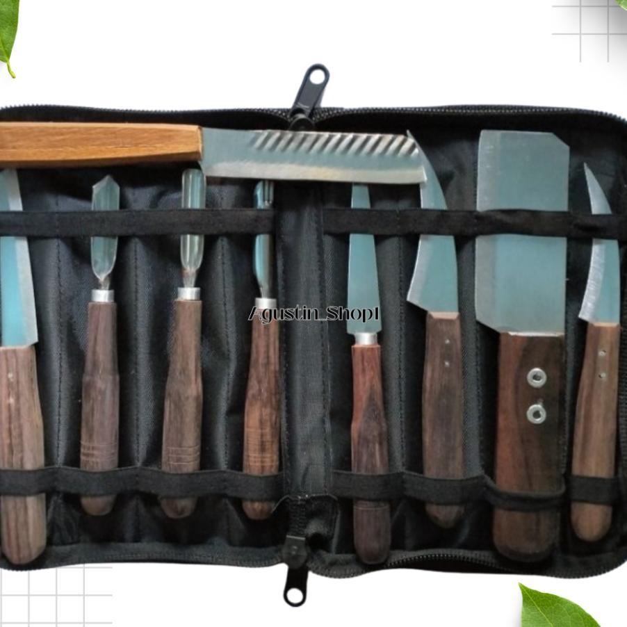 Pisau Garnish Ukir Buah Isi 9 Dan Dompet / Pisau Ukiri Buah Dan Sayur